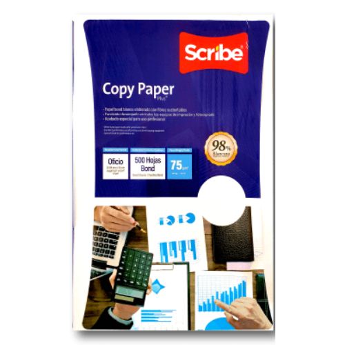 Resma papel para imprimir oficio blanco scribe