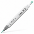 Imagen referencial del marcador ShinHan TOUCH TWIN BRUSH BG179 AQUA MINT, cuerpo blanco y doble punta pincel y cincel. Presentación por unidad.