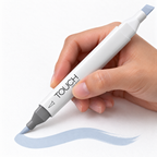 Marcador ShinHan TOUCH TWIN BRUSH BG3 BLUE GREY, en uso, imagen referencial