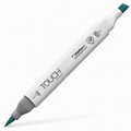 Imagen referencial del marcador ShinHan TOUCH TWIN BRUSH BG50 FOREST GREEN, cuerpo blanco y doble punta pincel y cincel. Presentación por unidad.