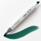 Imagen referencial de uso ShinHan TOUCH TWIN BRUSH BG51 DARK GREEN, cuerpo blanco y doble punta pincel y cincel. Presentación por unidad.