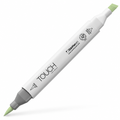 Imagen referencial del marcador ShinHan TOUCH TWIN BRUSH GY167 PALE GREEN LIGHT, cuerpo blanco y doble punta pincel y cincel. Presentación por unidad.