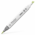 Imagen referencial del marcador ShinHan TOUCH TWIN BRUSH GY173 DIM GREEN, cuerpo blanco y doble punta pincel y cincel. Presentación por unidad.