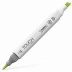 Imagen referencial del marcador ShinHan TOUCH TWIN BRUSH GY236 SPRING GREEN, cuerpo blanco y doble punta pincel y cincel. Presentación por unidad.