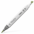 Imagen referencial del marcador ShinHan TOUCH TWIN BRUSH GY237 WILLOW GREEN, cuerpo blanco y doble punta pincel y cincel. Presentación por unidad.