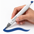 Marcador ShinHan TOUCH TWIN BRUSH PB69 PRUSSIAN BLUE, en uso, imagen referencial