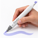 Marcador ShinHan TOUCH TWIN BRUSH PB75 DARK BLUE LIGHT, en uso, imagen referencial