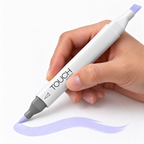 Marcador ShinHan TOUCH TWIN BRUSH PB77 PALE BLUE, en uso, imagen referencial