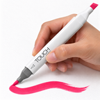 Marcador ShinHan TOUCH TWIN BRUSH R4 VIVID RED, en uso, imagen referencial