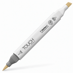 Imagen referencial del marcador ShinHan TOUCH TWIN BRUSH Y223 STRAW YELLOW, cuerpo blanco y doble punta pincel y cincel. Presentación por unidad.