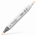 Imagen referencial del marcador ShinHan TOUCH TWIN BRUSH YR26 PASTEL PEACH, cuerpo blanco y doble punta pincel y cincel. Presentación por unidad.
