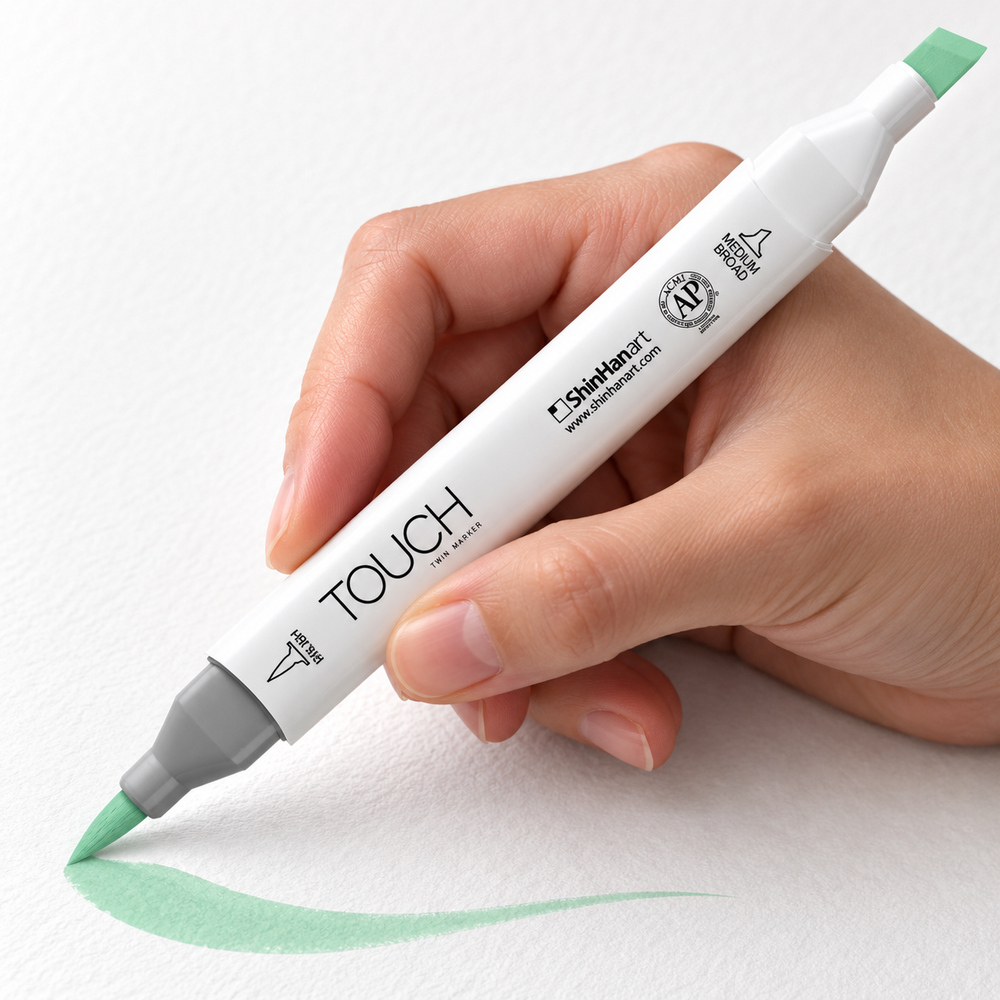 Marcador ShinHan TOUCH TWIN BRUSH B171 JADE GREEN - ejemplo de uso. Imagen referencial generada.