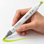Marcador ShinHan TOUCH TWIN BRUSH F124 FLUORESCENT GREEN - ejemplo de uso. Imagen referencial generada.