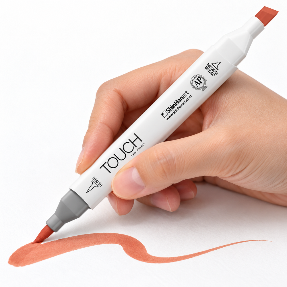 Marcador ShinHan TOUCH TWIN BRUSH BR111 BROWN - ejemplo de uso. Imagen referencial generada.