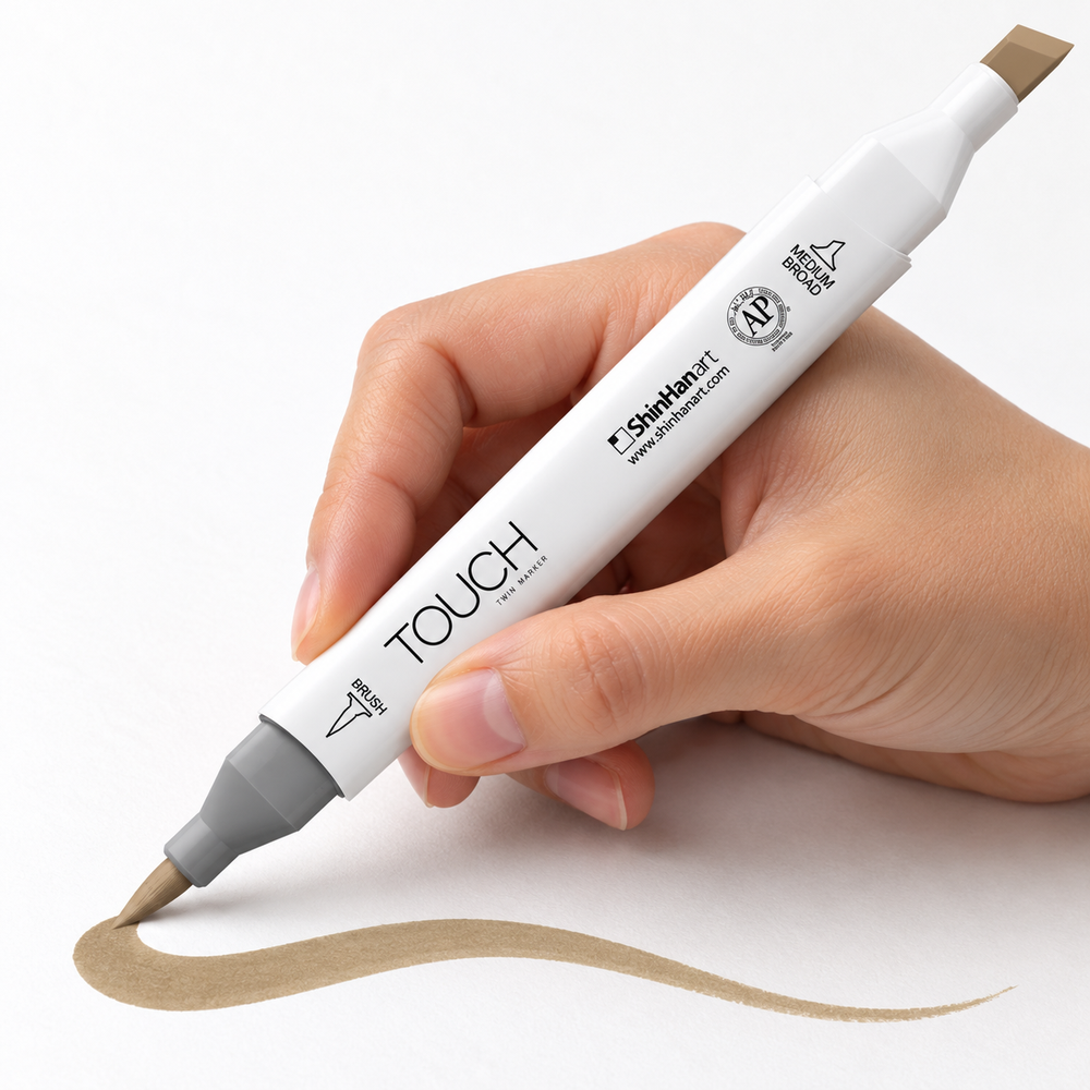 Marcador ShinHan TOUCH TWIN BRUSH BR116 CLAY - ejemplo de uso. Imagen referencial generada.