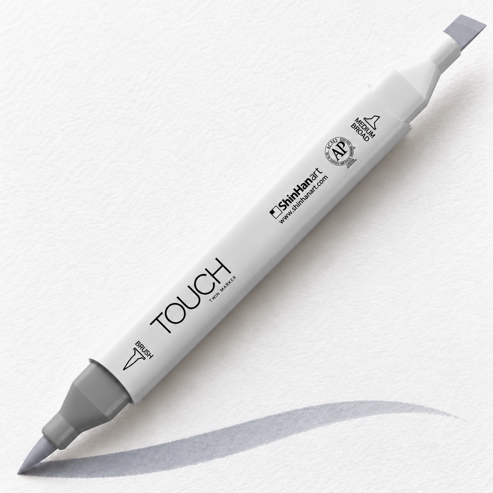 Marcador ShinHan TOUCH TWIN BRUSH CG3 COOL GREY - ejemplo de uso. Imagen referencial.