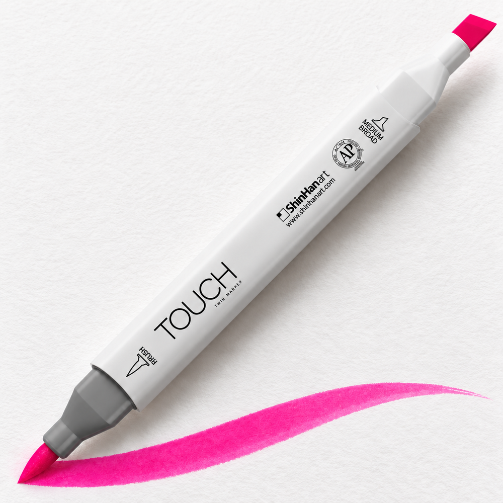 Marcador ShinHan TOUCH TWIN BRUSH F125 FLUORESCENT ROSE - ejemplo de uso. Imagen referencial.