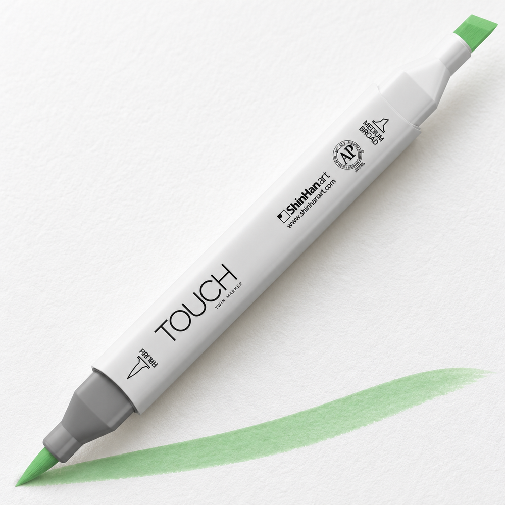 Marcador ShinHan TOUCH TWIN BRUSH GY59 PALE GREEN - ejemplo de uso. Imagen referencial.