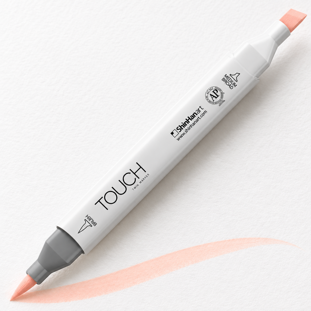 Marcador ShinHan TOUCH TWIN BRUSH YR27 POWDER PINK - ejemplo de uso. Imagen referencial.
