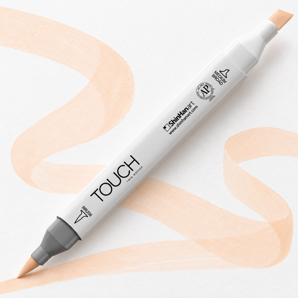 Marcador ShinHan TOUCH TWIN BRUSH YR29 BARELY BEIGE - ejemplo de uso. Imagen referencial.
