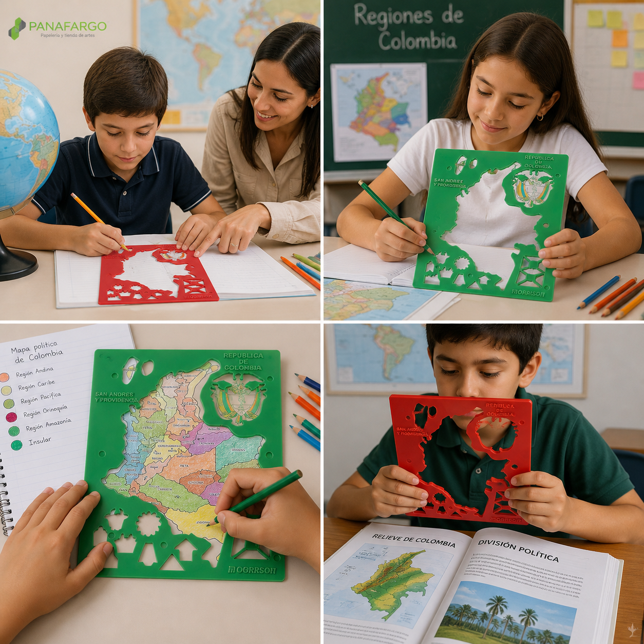 Ejemplos de uso de plantilla de Colombia Morrison en actividades escolares y educativas