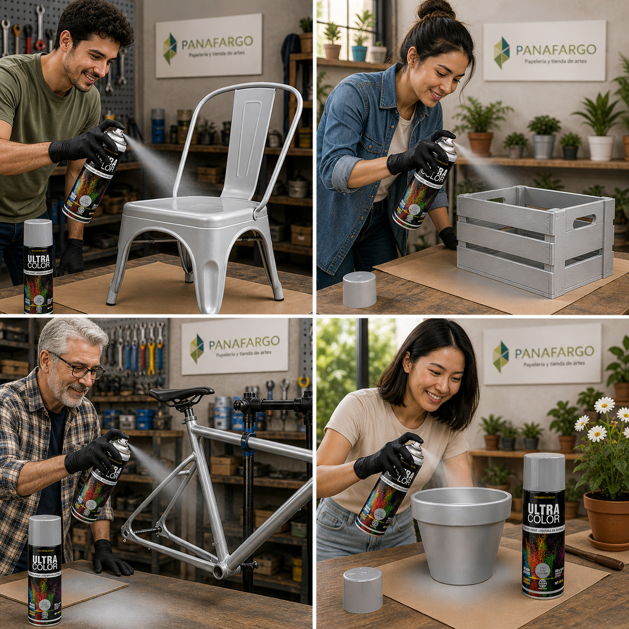 Usos de Laca Ultra Color en aerosol Aluminio Plata en proyectos