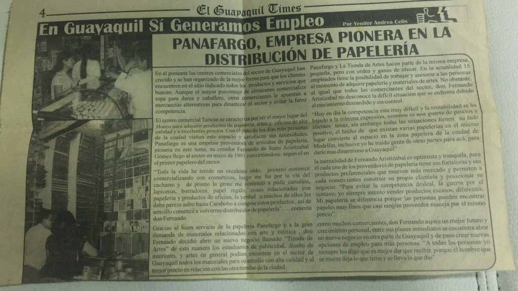 Papeleria en Medellin entrevista Fernando en Guayaquil Times