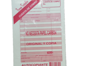 Cuenta De Cobro Autocopiante Rojo Original y Copia Media Carta Pasta + panafargo