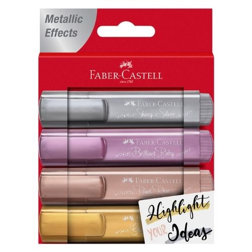 Resaltador Faber Castell Textliner - Pastel y Metalizados x 4 y 8 UND