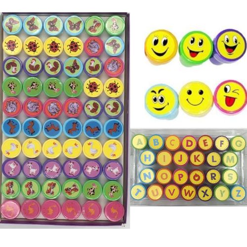 Juego de sellos para niños – Sellos surtidos para niños pequeños alfabeto,  números, animales y más sellos para niños – 100 piezas de juguete de sello