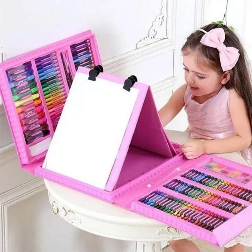 Set Kit Para Niños Colores 145 Pcs Arte Dibujo Creativo Infantil Rosa -  Luegopago