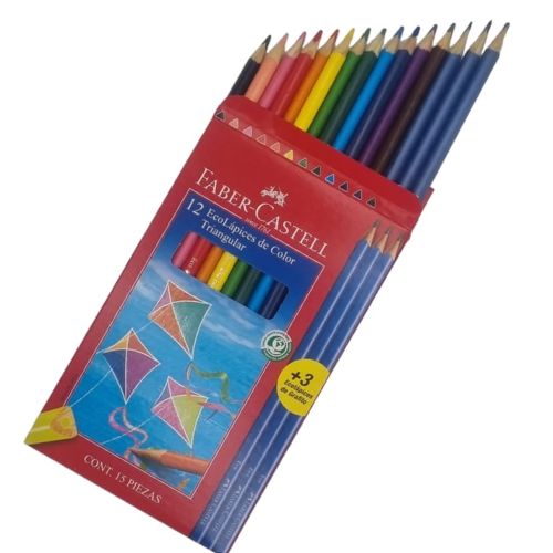 Lapices De Colores x12 Faber Castell+ 3 lapices de grafito