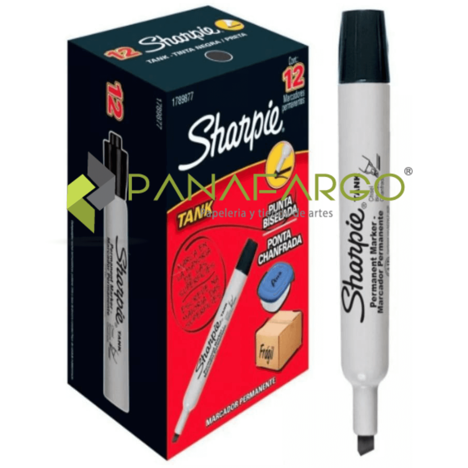 Marcador Permanente Sharpie Tank en 4 Colores Caja Panafargo