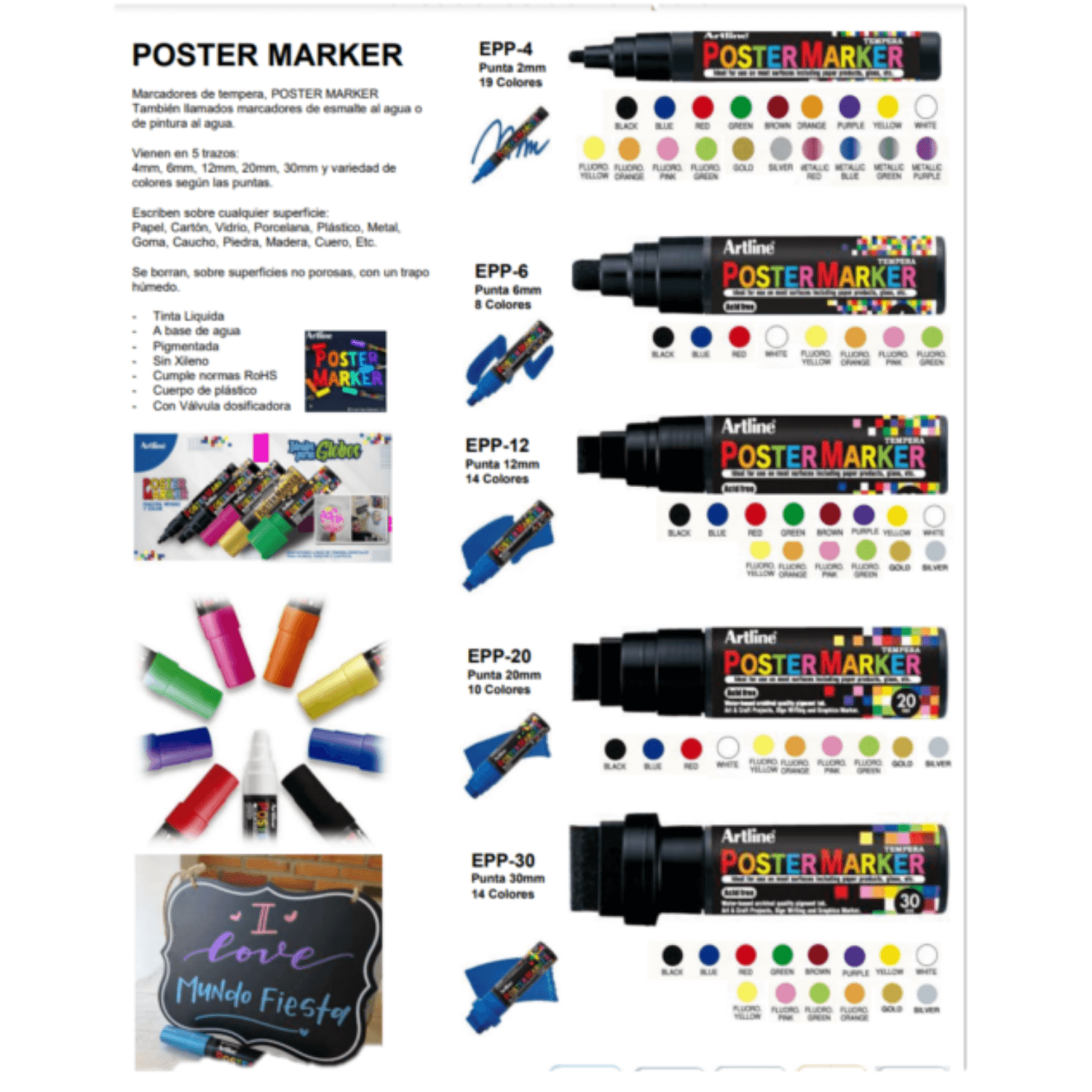 Marcador de vinilo Artline Poster Marker en todos los tamanos y colores pdf Panafargo