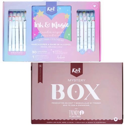 kit para colorear 30 marcadores doble punta y cartilla o mystery box kiut and trendy